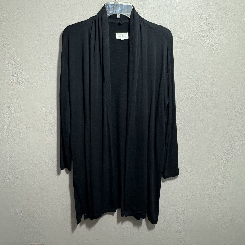 Lou & Grey Open Front Cardigan Sz XS Black Oversized Sweater